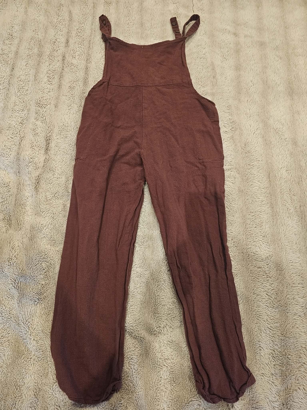 Womens Burgundy Knit Overalls Jumpsuit